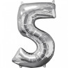 Zahlenballon "5" Silber