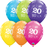 Zahlenballons "20" 28 cm ø gemischte Farben