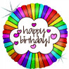 Folien-Ballon Retro Rainbow Happy Birthday